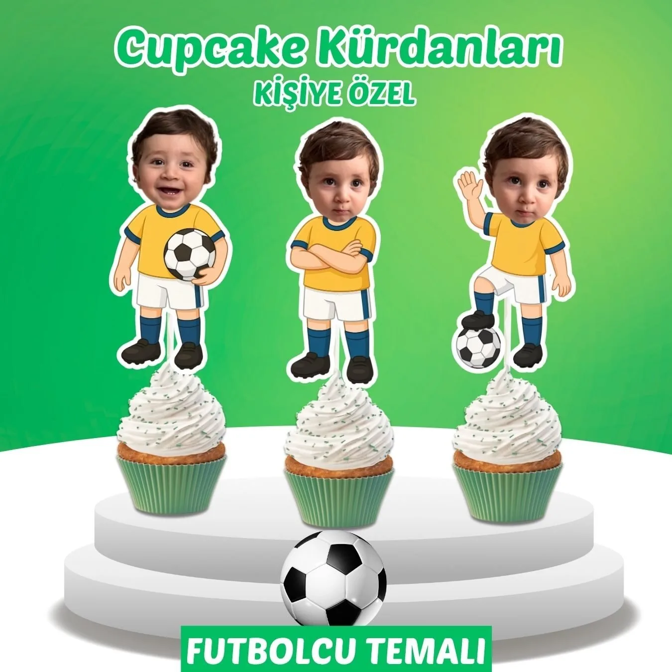 Resimli Cupcake Kürdanı – Futbolcu Temalı