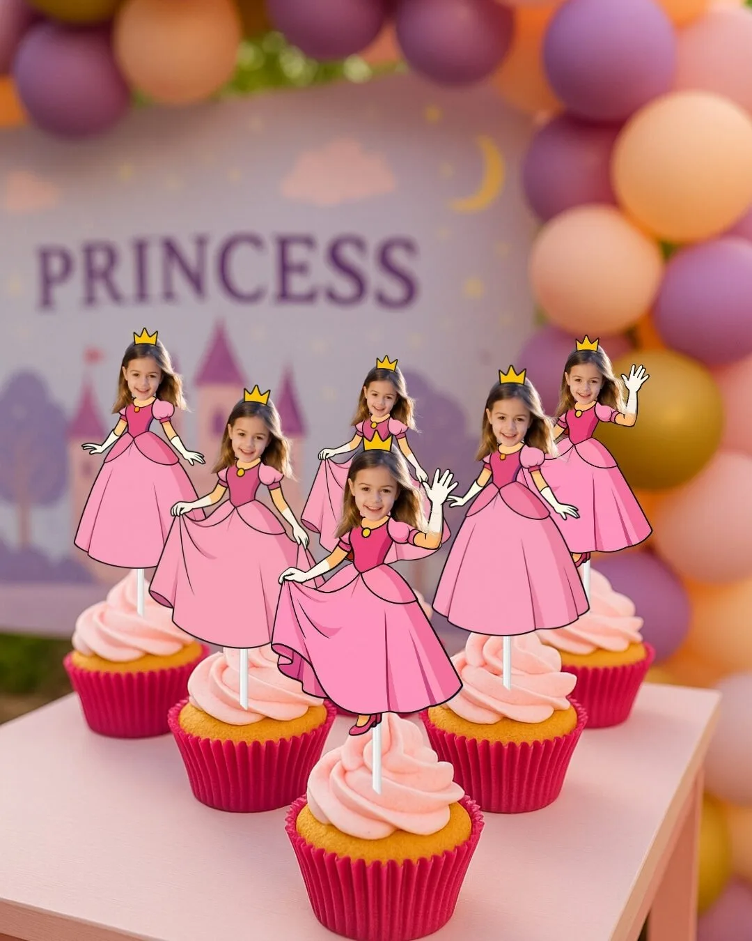 Resimli Cupcake Kürdanı – Prenses Temalı