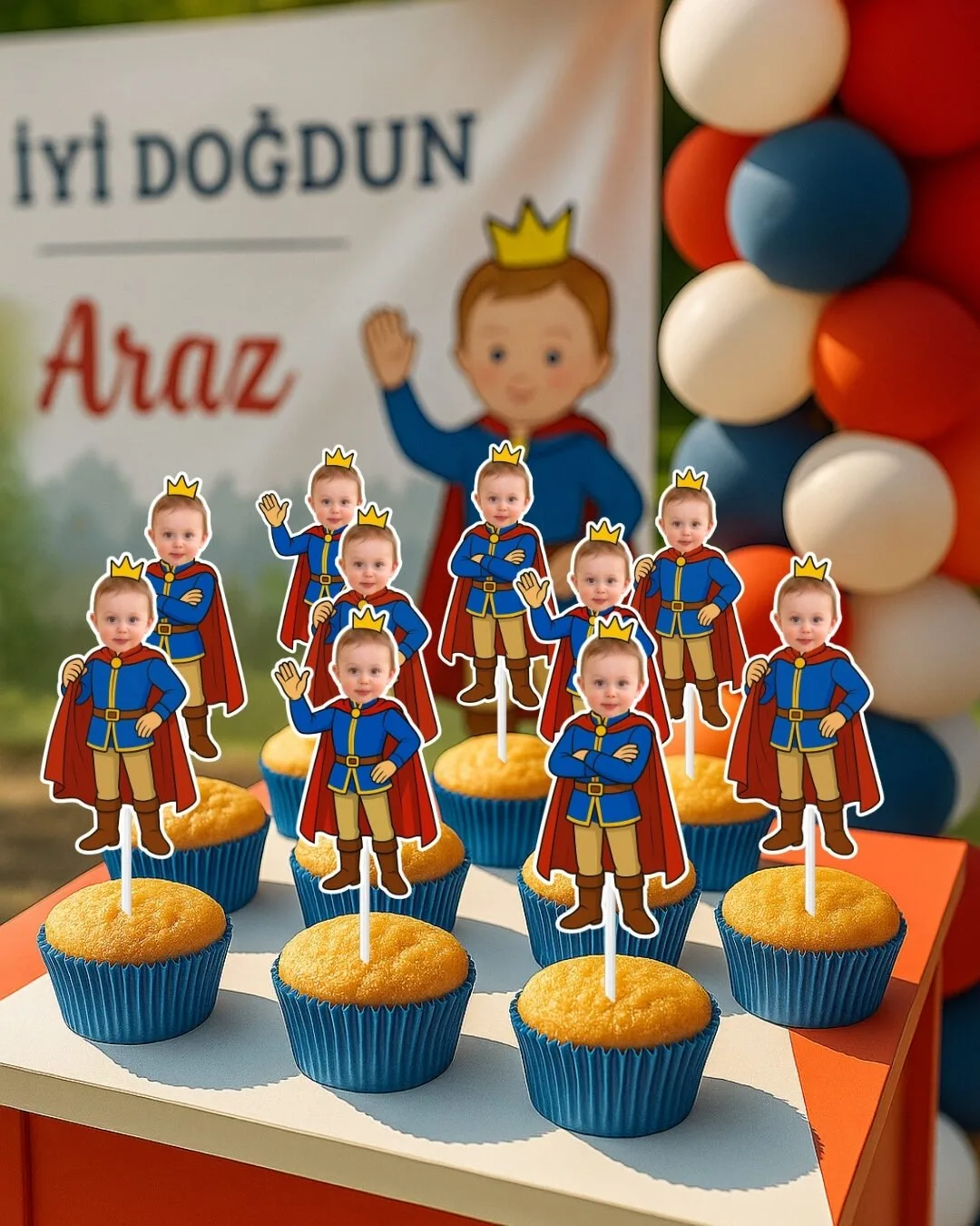 Resimli Cupcake Kürdanı – Prens Temalı