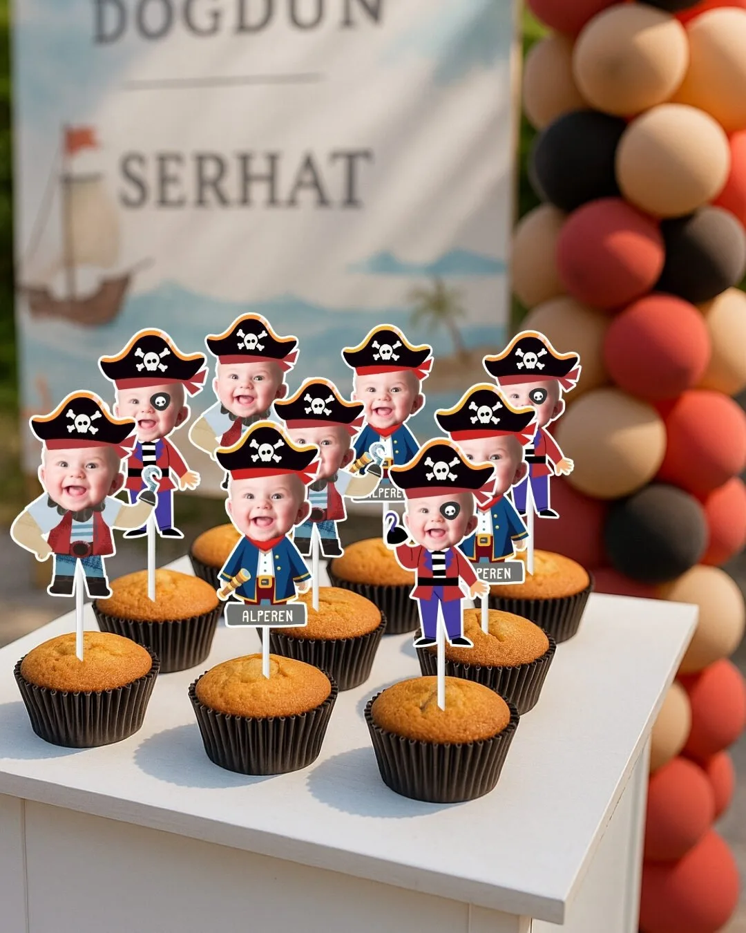 Resimli Cupcake Kürdanı – Korsan Temalı