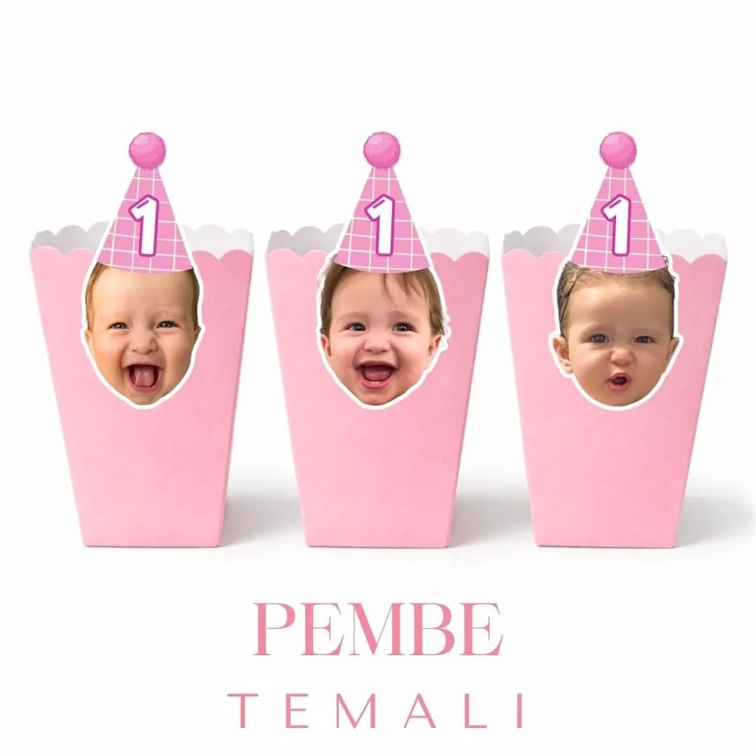 Pembe Temalı – Resimli Popcorn Kutusu