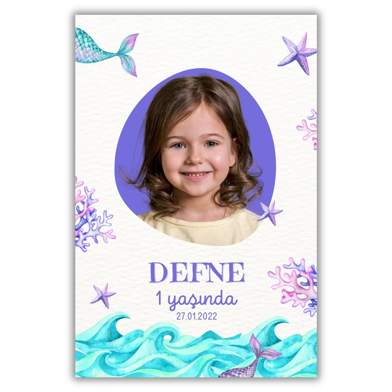 Deniz Kızı Temalı Kalın Doğum Günü Magneti