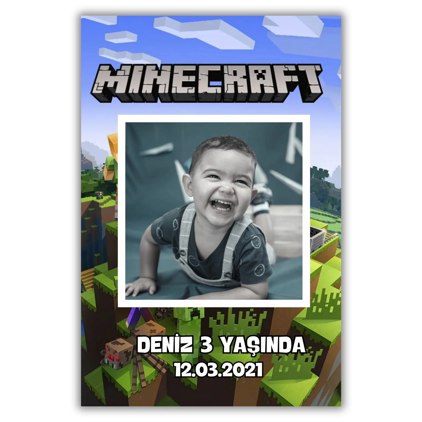 Minecraft Temalı Kalın Doğum Günü Magneti