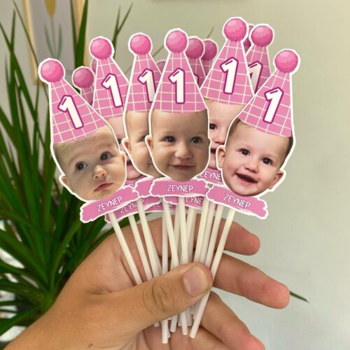 Resimli Cupcake Kürdanı - Pembe Temalı