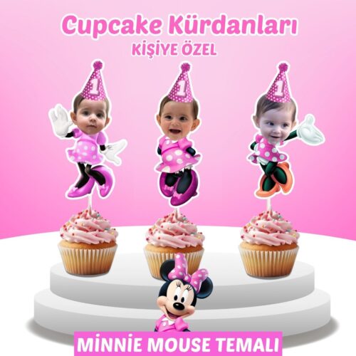 Resimli Cupcake Kürdanı - Minnie Mouse Temalı