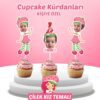 Resimli Cupcake Kürdanı - Çilek Kız Temalı