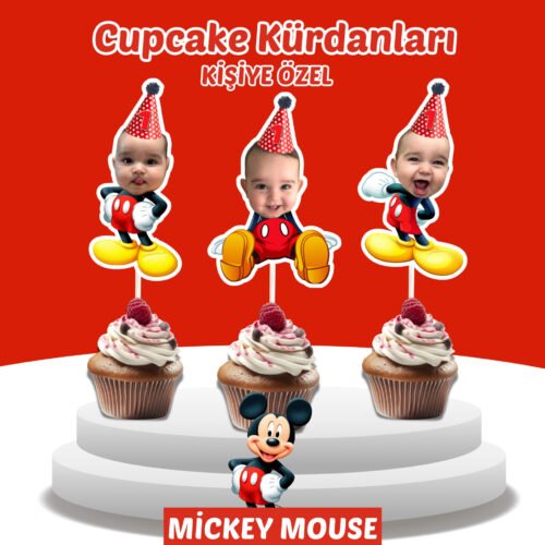 Resimli Cupcake Kürdanı - Mickey Mouse Temalı