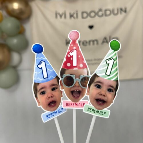 Resimli Cupcake Kürdanı - Rengarenk Temalı