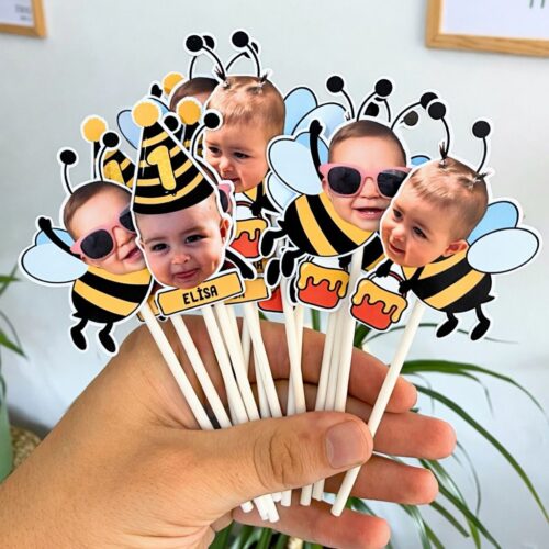 Resimli Cupcake Kürdanı - Arı Temalı