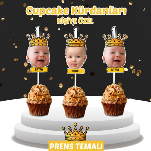 Resimli Cupcake Kürdanı - Prens Temalı