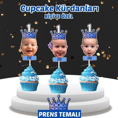 Resimli Cupcake Kürdanı - Prens Temalı