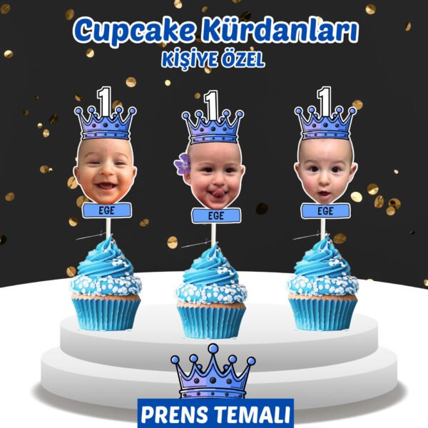 Resimli Cupcake Kürdanı - Prens Temalı