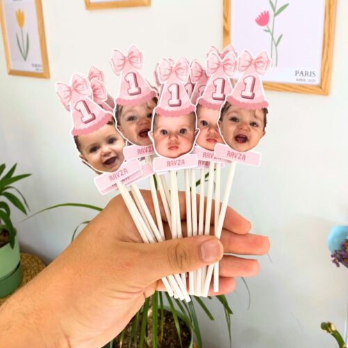 Resimli Cupcake Kürdanı - Fiyonk Temalı