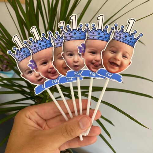 Resimli Cupcake Kürdanı - Prens Temalı