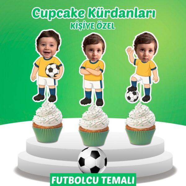 Resimli Cupcake Kürdanı - Futbolcu Temalı