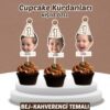 Resimli Cupcake Kürdanı - Bej-Kahverengi Temalı