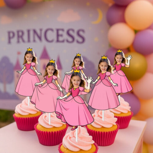 Resimli Cupcake Kürdanı - Prenses Temalı