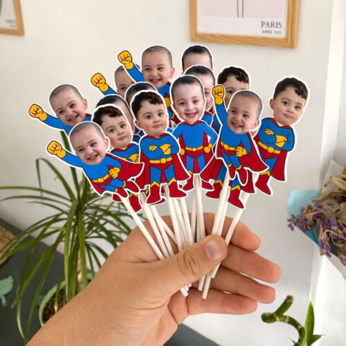 Resimli Cupcake Kürdanı - Süper Kahraman Temalı