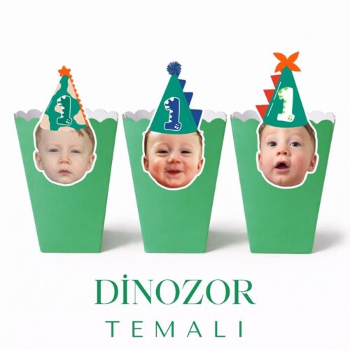 Dinozor Temalı - Resimli Popcorn Kutusu