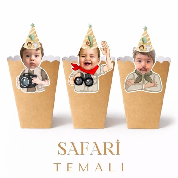 Safari Temalı - Resimli Popcorn Kutusu