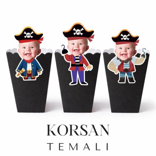 Korsan Temalı - Resimli Popcorn Kutusu