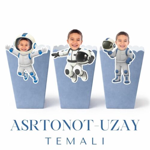 Astronot-Uzay Temalı - Resimli Popcorn Kutusu