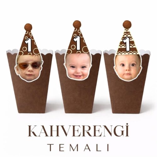 Kahverengi Temalı - Resimli Popcorn Kutusu