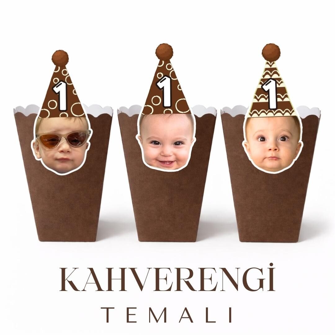 Kahverengi Temalı – Resimli Popcorn Kutusu