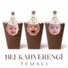 Bej Kahverengi Temalı - Resimli Popcorn Kutusu