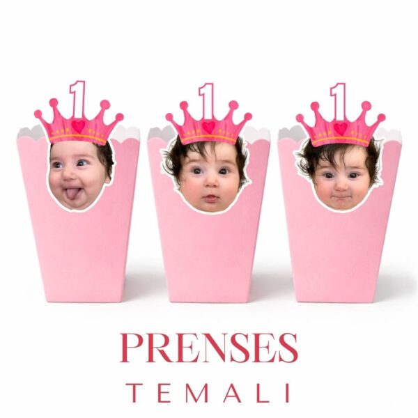 Prenses Tacı Temalı - Resimli Popcorn Kutusu