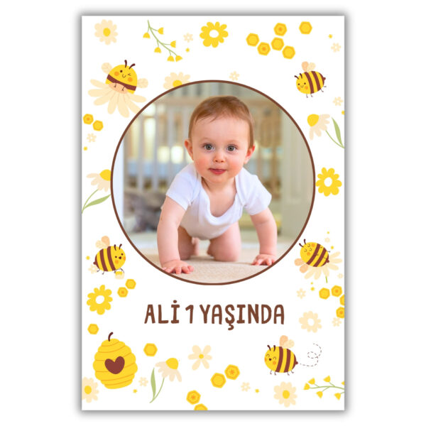 Arı Temalı Kalın Doğum Günü Magneti