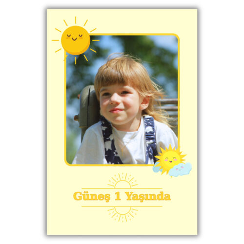 Güneş Temalı Kalın Doğum Günü Magneti
