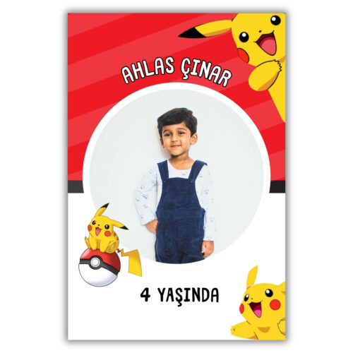 Pokemon Temalı Kalın Doğum Günü Magneti