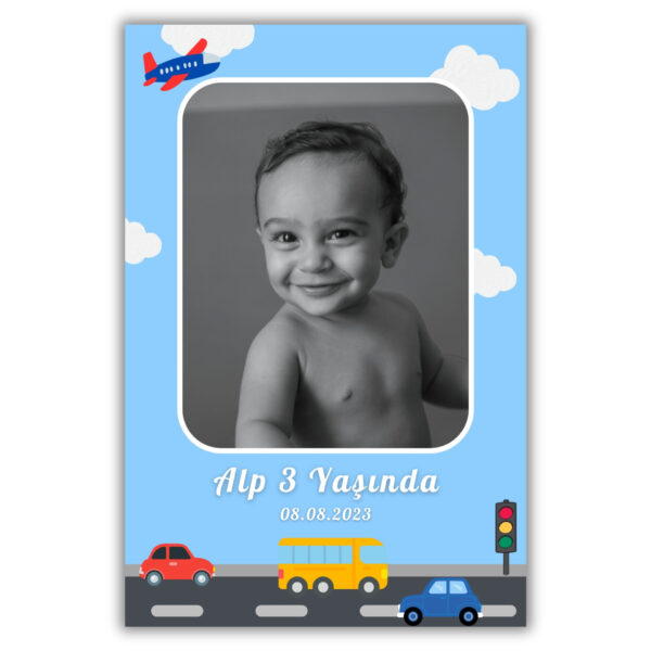 4 Araba Temalı Kalın Doğum Günü Magneti