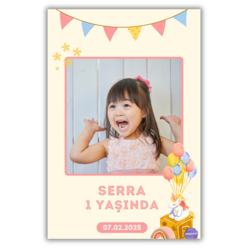 Pastel Ton Temalı Kalın Doğum Günü Magneti