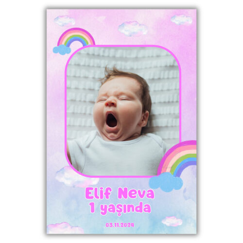 Gökkuşağı Temalı Kalın Doğum Günü Magneti