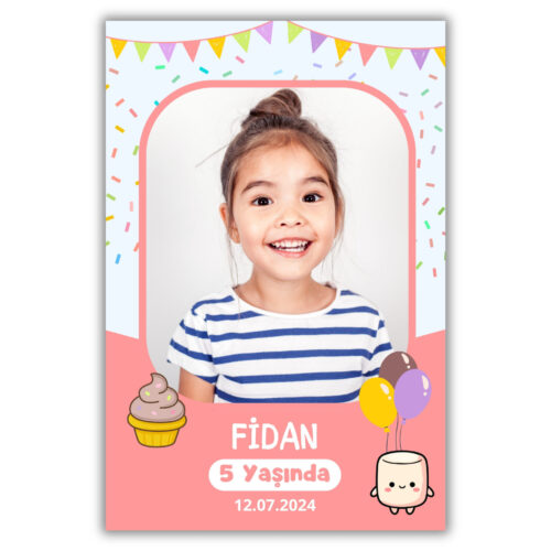 Konfeti Temalı Kalın Doğum Günü Magneti