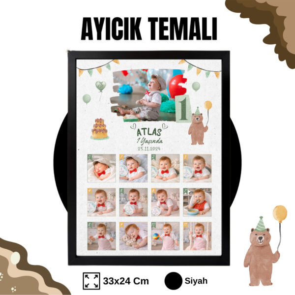 Ayıcık Temalı 12 Ay Anı Tablosu Fotoğraflı