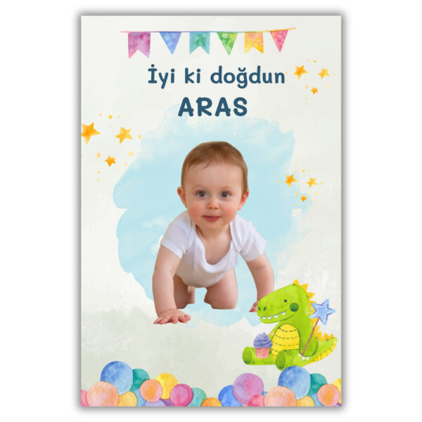 Dinazor Temalı Kalın Doğum Günü Magneti