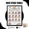 Mavi Ayıcık Temalı 12 Ay Anı Tablosu Fotoğraflı