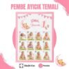Pembe Ayıcık Temalı 12 Ay Anı Tablosu Fotoğraflı
