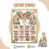 safari temalı ahşap çerçeve Safari Temalı 12 Ay Anı Tablosu Fotoğraflı