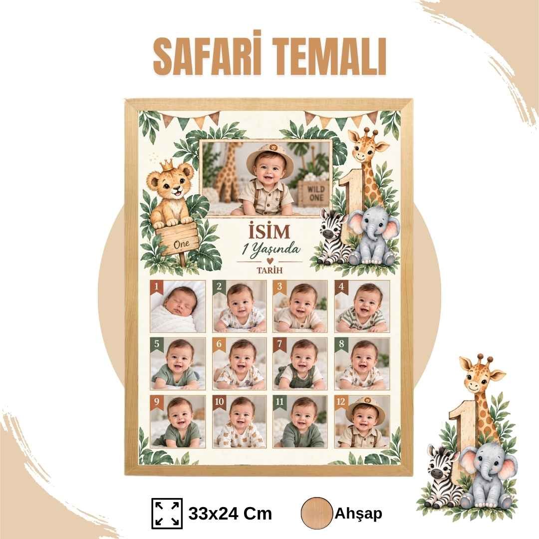 Safari Temalı 12 Ay Anı Tablosu Fotoğraflı