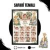 safari temalı siyah çerçeve Safari Temalı 12 Ay Anı Tablosu Fotoğraflı