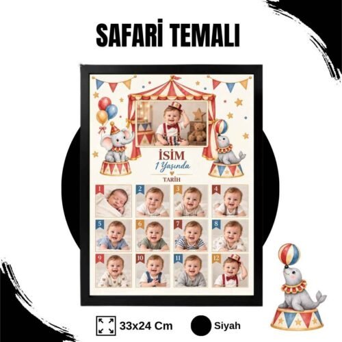 Sirk Temalı 12 Ay Anı Tablosu Fotoğraflı