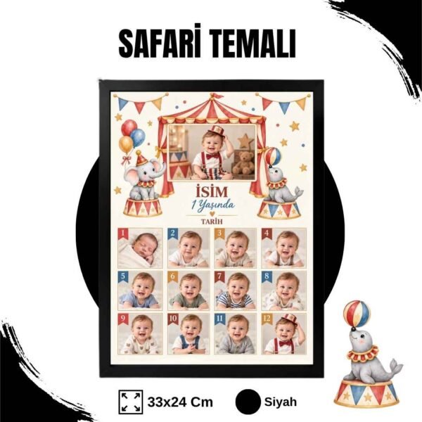 sirk temalı siyah Sirk Temalı 12 Ay Anı Tablosu Fotoğraflı