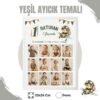 Yeşil Ayıcık Temalı 12 Ay Anı Tablosu Fotoğraflı