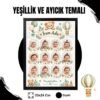 Yeşillik ve Ayıcık Temalı 12 Ay Anı Tablosu Fotoğraflı